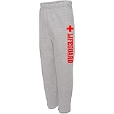 Lifeguard + Cross Side Print Sweatpants | Beach Rescue Water Safety Patrol Athletic Pants for Men & Women