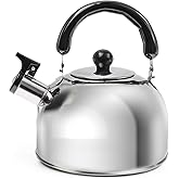 Whistling Tea Kettles for Stovetop, 2L Stainless Steel Tea Pot with Foldable Handle, Hot Water Kettle Small Teakettle for Gas