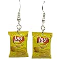 thumbnail image 2 of Huge Funny Realistic Potato Chips Earrings – Novelty Snack Food Jewelry, Made In USA | Dangle Earrings For Costume & Fun 2 of 13