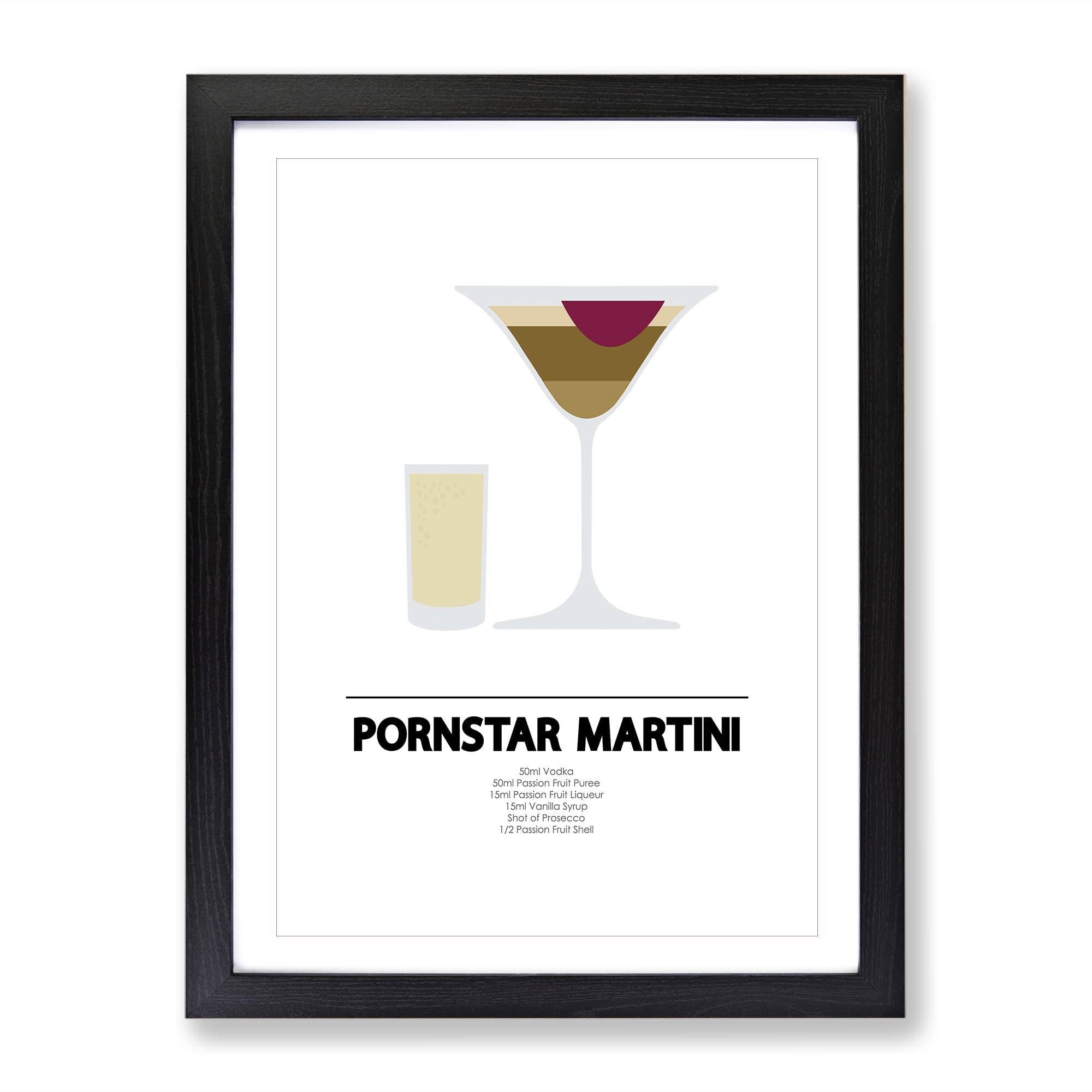 Pornstar Martini Modern Framed Wall Art Print, Ready to Hang Picture for Living Room Bedroom Home Office Décor, Black A4 (34 x 25 cm)