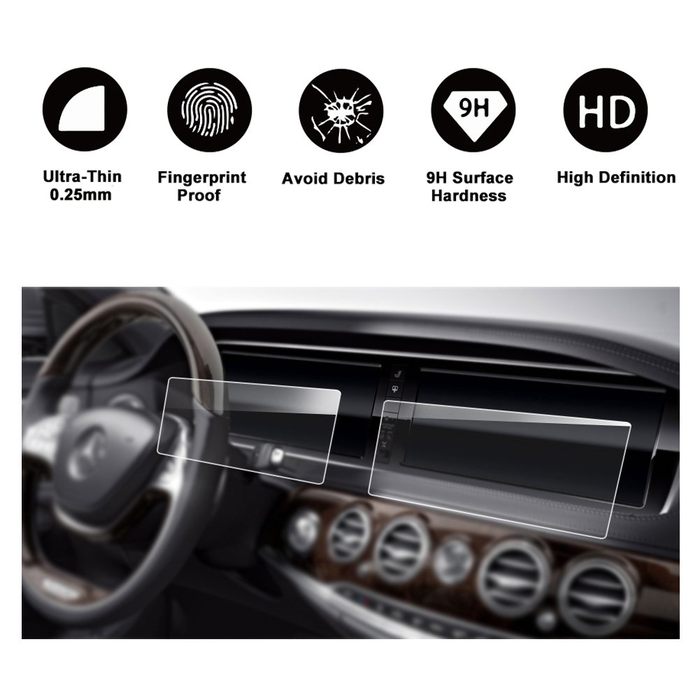 [2 PCS] 2014-2017 Mercedes-Benz S Class W222 12.3-Inch Display Touch Screen Car Display Navigation Screen Protector, R RUIYA HD Clear Tempered Glass Protective Film (2014-2017 Benz S Class)