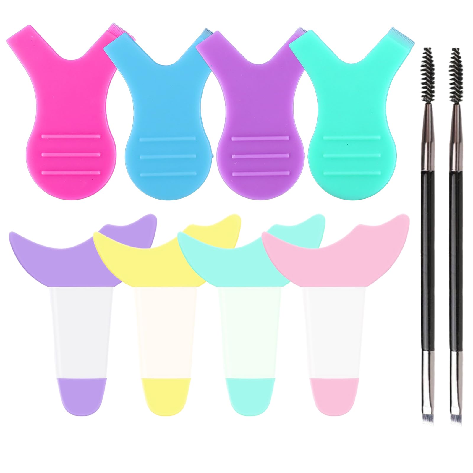 BDSHUNBF 10 Pcs Silicone Eyeliner Tool, Reusable Eyeliner Stencils For Eyes, Eyelash Shield Applicator Guard Tool with Eyelash Comb, Eye Makeup Auxiliary Guard Pads