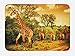 Ambesonne Giraffe Bath Mat by, African Safari Animals Walking in the Green Forest Savannah Wildlife Theme, Plush Bathroom Decor Mat with Non Slip Backing, 29.5 W X 17.5 W Inches, Dark Orange Green