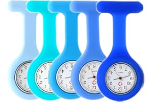 SIBYTECH Nurse Watch Brooch, Silicone with Pin/Clip, Control Design, Health Care Nurse Doctor Paramedic Medical Brooch Fob Watch (Blue)
