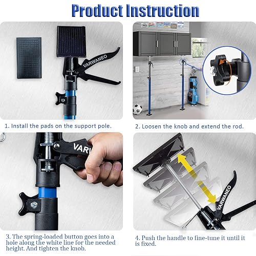 Cabinet Jack Support Pole, 8-Pack, 45.7-114.2 Inch Steel Telescopic Quick Support Rod, Adjustable 3rd Hand System up to 154 lbs Capacity for Installing Cabinets, Lifting Drywall, Cargo Bars | US