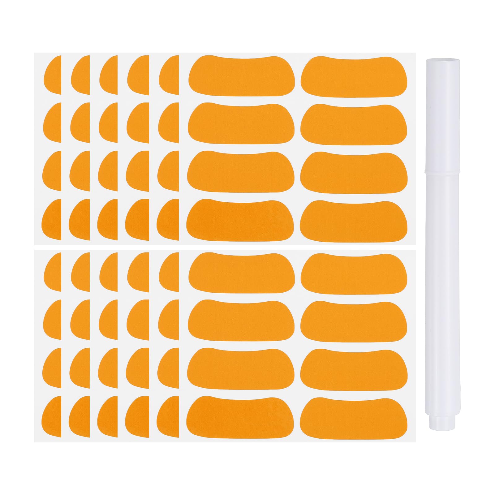 PATIKIL 48 Pairs Sports Eye Black Stickers, Under Eye Black Strips Football Face Stickers Breathable Eyeblack Sticker with 1 Pcs White Pencil for Baseball Fans on Game Day, Orange