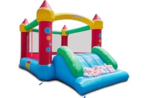 WeeOneKids Air Bounce House, Inflatable Bouncer with Air Blower and Slide, Jumping Family Backyard Bouncy Castle with Extra Thick Material (Red Yellow&Blue)