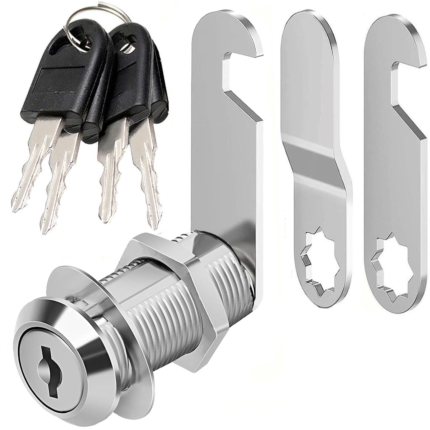 Litensh Letterbox Lock with 4 Keys, Lock for Post Box Drawer Lever Mailbox Cam Cupboard Cabinet Doors Locker Lock, Diameter 18 mm (1, 35MM)