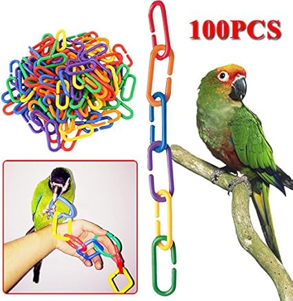 Amazon 100個の組み合わせプラスチックチェーンオウムおもちゃバードケージ玩具バードスタンドを吊るす Zzh ペット用品 通販