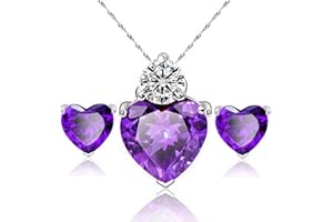 WOME'S Elegant Necklace + Earrings Lady Jewellery Crystal Pendant for Girls Decoration Purple Exquisite Handled