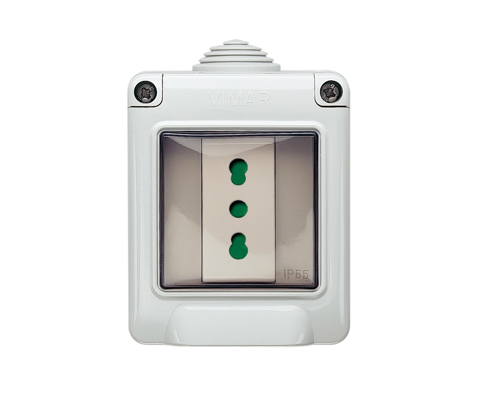 VIMAR 0T14901.BP Plana Container IP55 + Bpresa SICURY 2P+T 16 A 250 V~ Italian Standard Type P17/11, IP55, Wall Mounted, White