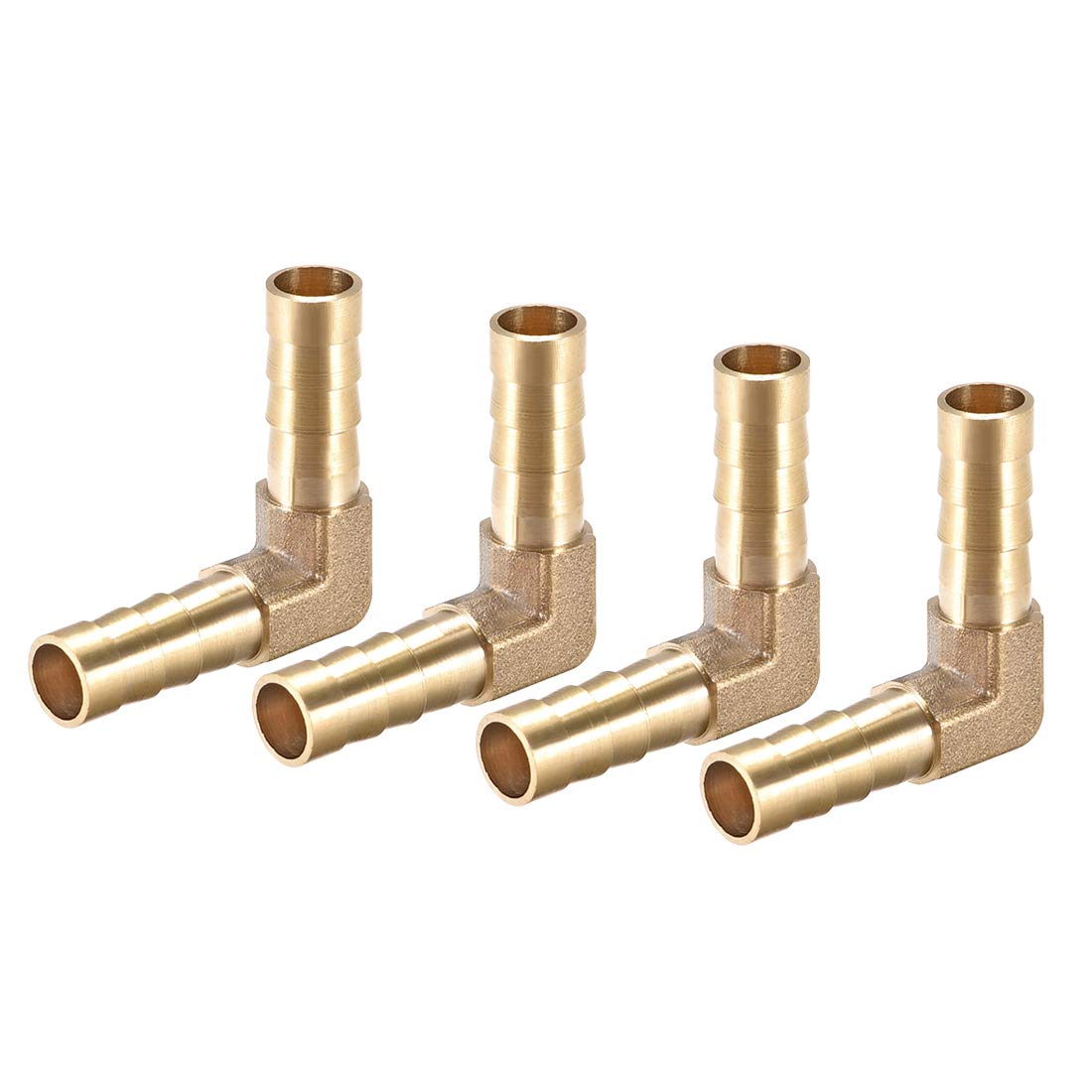sourcing map 8mm Barb Brass Hose Fitting 90 Degree Elbow Pipe Connector Coupler Tubing 4pcs