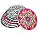 Absorbent Ceramic Stone Coasters for Drinks: Mandala Drink Coaster Set with Cork Back - Round Coasters and Holder Box for Home, Office, Bar - Coffee Table Beverage Cup Mat Sets - 4 Inch, Set of 6