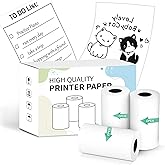 NDYIN Self-Adhesive Thermal Paper, 57mm × 2.8m Mini Printer Papers Sticker Paper Thermal Printing Labels, Black on White, Compatible with D20, D21, S1 Mini Label Printers, 3 Rolls