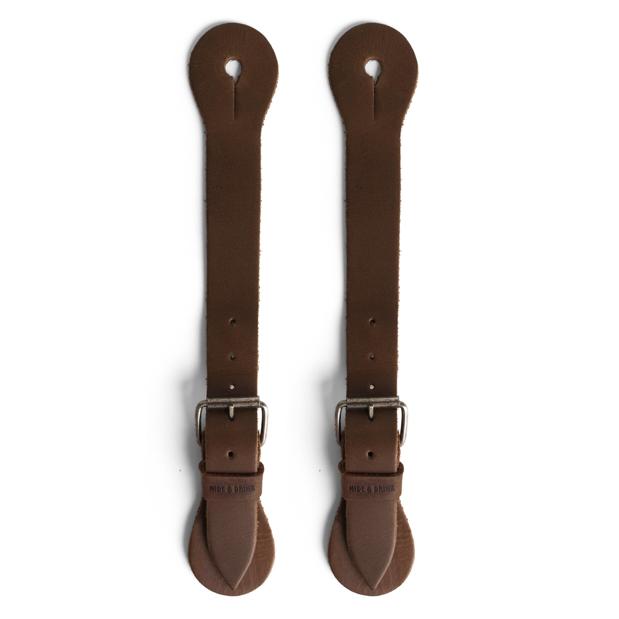 Hide & Drink, Sturdy Durable Leather Single Spur Straps (2 Pieces), Cowboy Outfit Boots, Rodeo, Western, Equipment, Classic Vintage Style, Handmade (Bourbon Brown)