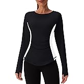 BMJL Womens Workout Tops Active Long Sleeve T Shirt Color Block Slimming Fall Shirts Gym Clothes Woman Blouses Outfits