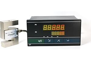 QILICHUANGAN S Type Load Cell Sensor with Indicator Display,Five-Digit Display Weight Sensor,Peak Hold Alarm Value Setting,Test Tension and Compression Force Weight (0-1T with Indicator)