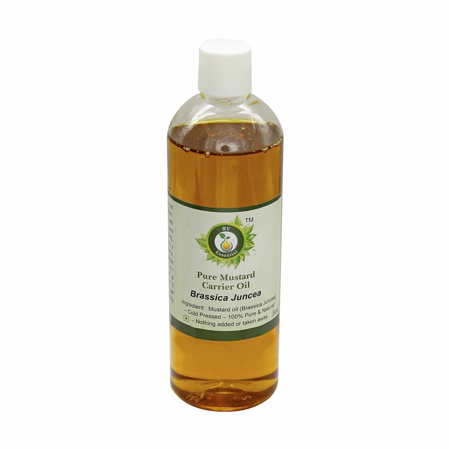 R V Essential Pure Mustard Carrier Oil 100ml (3.38oz)- Brassica Juncea (100% Pure and Natural Cold Pressed)