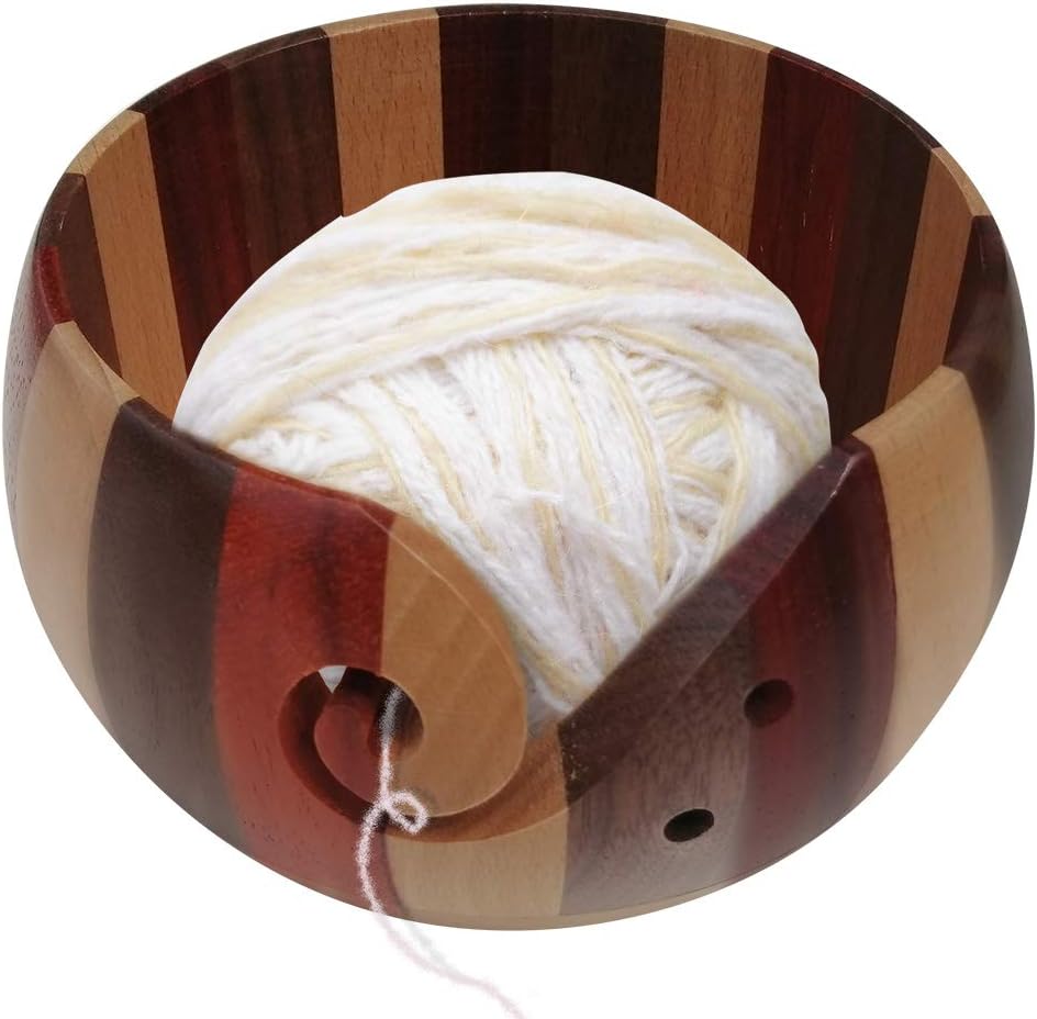 Coopay Yarn Bowl Wool Holder, Wood Yarn Keeper Bowl for Knitting and