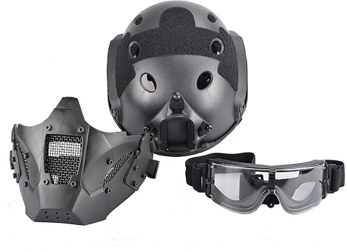 Tactical Airsoft Helmet Set With Goggles & Steel Mask - Complete Protection For Paintball & Outdoor Games