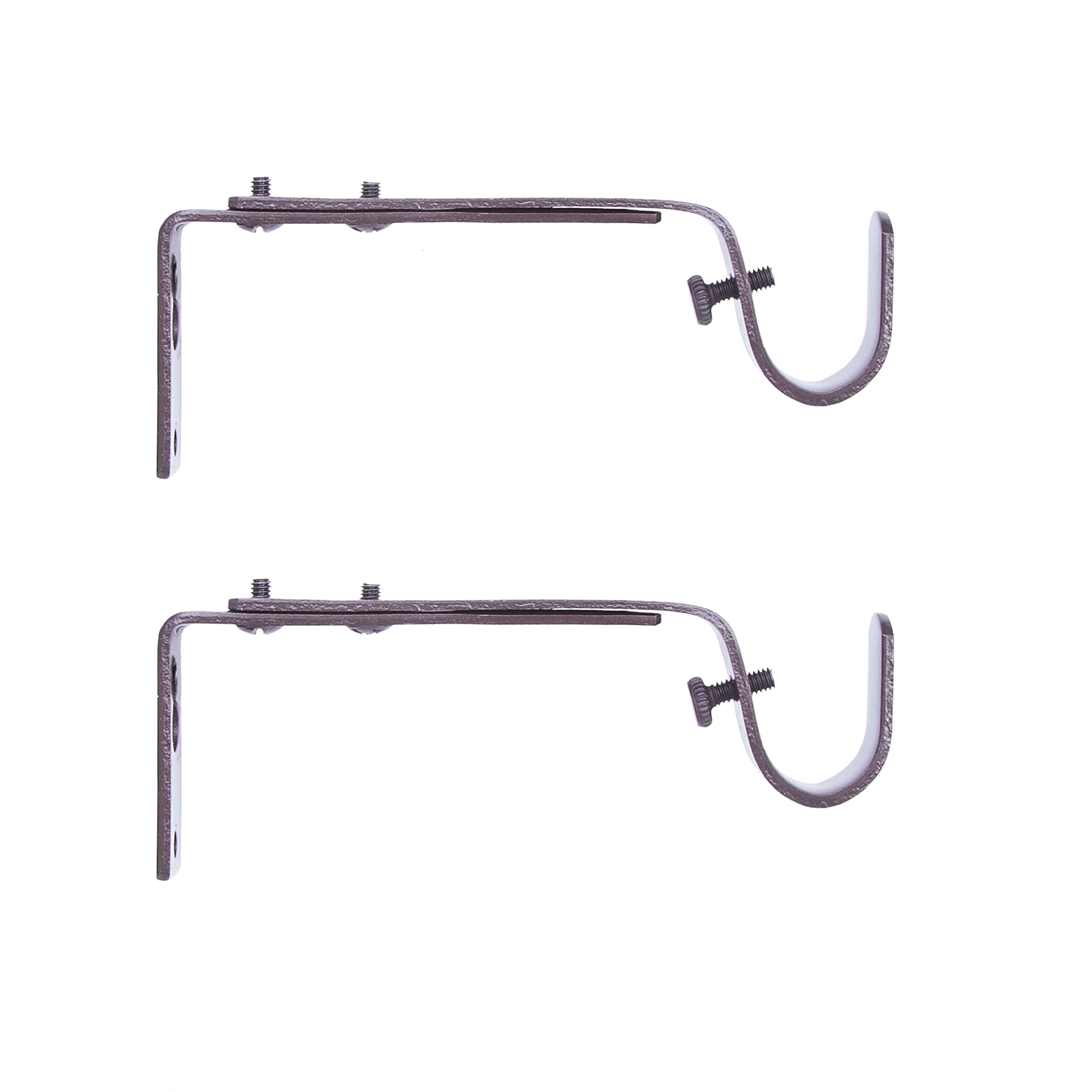Kenney Adjustable Curtain Rod Brackets, Mocha (2-Pack)