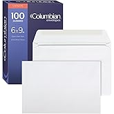 Columbian 6 x 9 Booklet Envelopes, Windowless, White, Gummed Closure, Mailing Envelopes, 100/Box (COLO915)