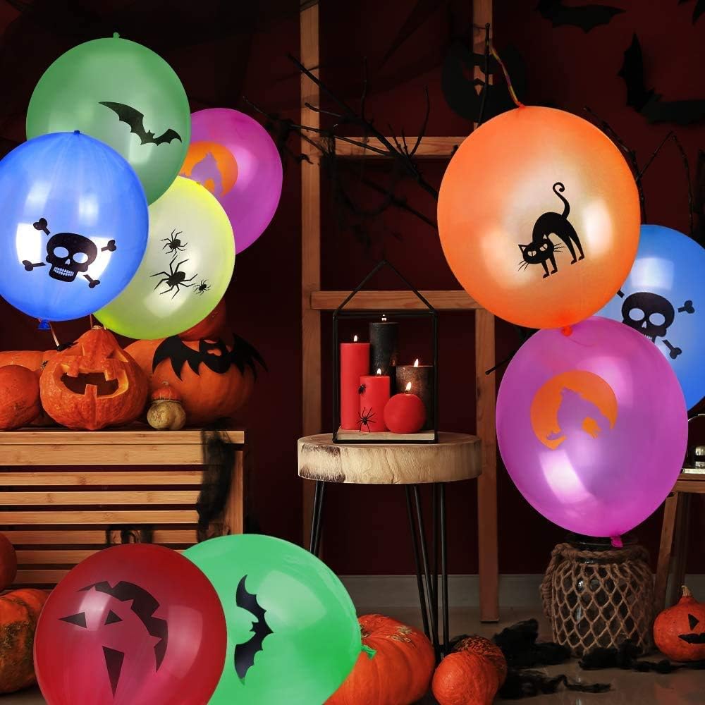 Halloween Decoration Balloons, 36PCS 6 Themes Halloween Balloons Punching Balloon for Halloween Birthday Party Classroom Decoration, Colorful Latex Punch Baloons Kids Game Toy Party Favor Supplies: Toys & Games