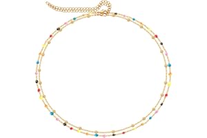 TOSMIFAIRY 2Pcs Body Jewelry Set, Enamel Pearls Beads +Gold Spacer Beads Layered Belly Waist Chains for Women Girls,24-41 inches