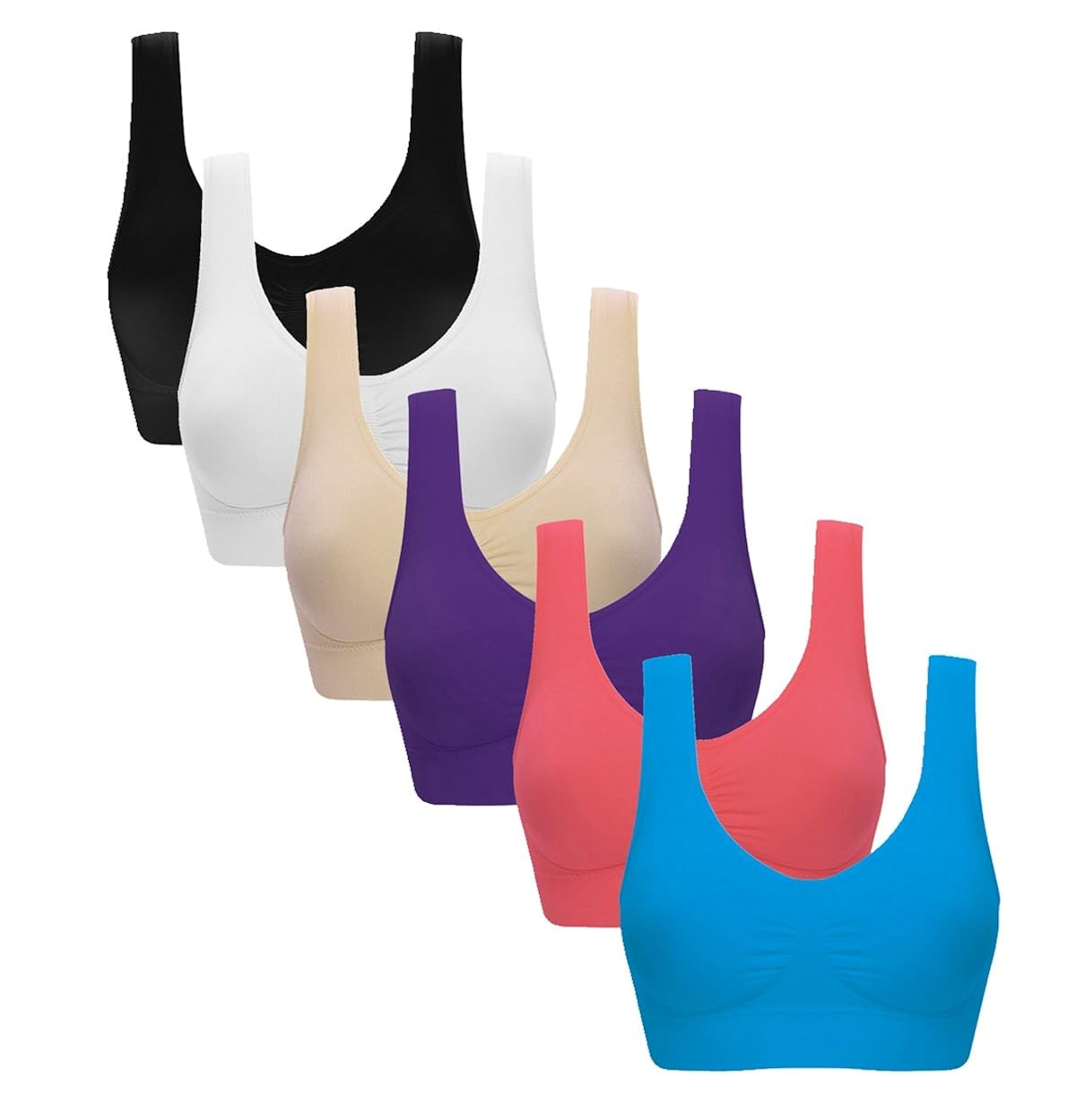 HENNY RUE BRA レディース 38D 40D 42B 42C 6 Pack: Black/White/Nude/Blue/Rose/Purple B07D1P51WB