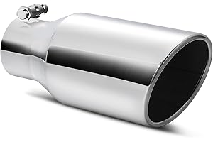 AUTOSAVER88 2.5 Inch Inlet Exhaust Tip, 2.5" Inlet 4" Outlet 9" Overall Length Chrome-Plated Stainless Steel Exhaust Tail Tip for 2.5" Outside Diameter Tailpipe, Rolled Angle Cut, Bolt-On