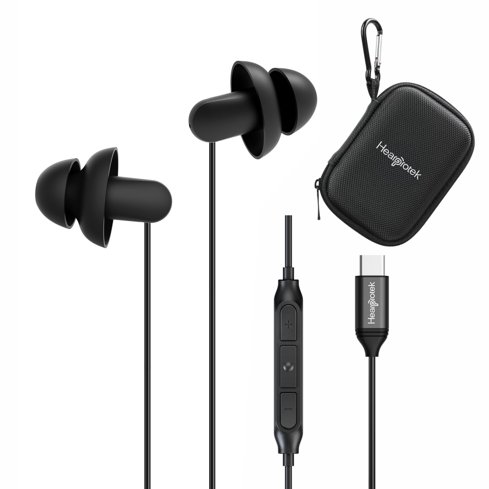 Hearprotek Sleep Earbuds, 2 Pairs USB C Earphones Headphones with Microphone-Silicone Noise Isolation Type C Earbuds for Android Phone, Ideal for Sleeping, Snoring, Relaxation — image 1