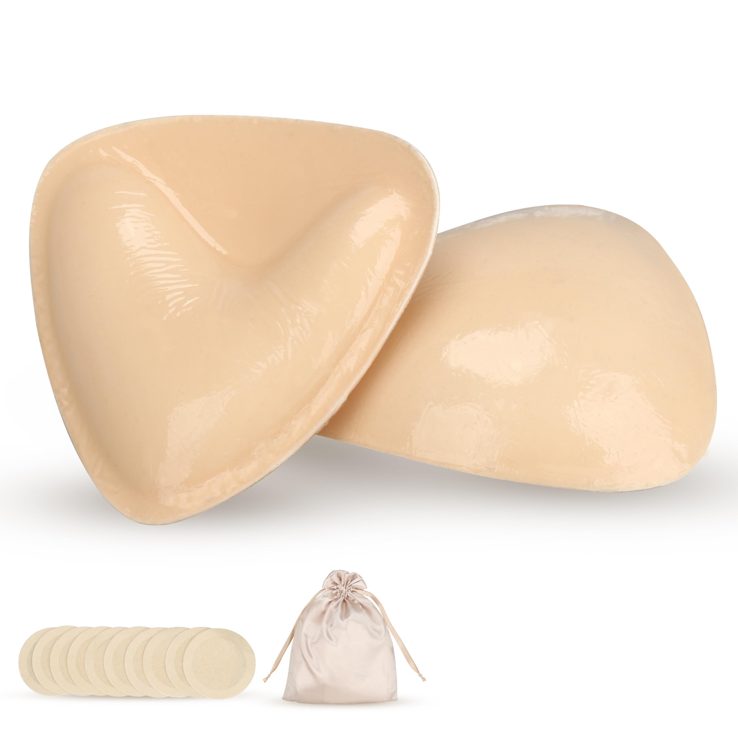 Photo 1 of Naivilizer Double-Sided Sticky Bra Pads Breast Enhancer Push up Bra Inserts Reusable for Bikini Swimsuit and Spots Bras (B-Cups) Beige