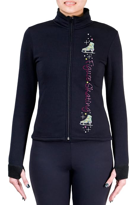 Polartec Figure Skating Fleece Jacket With Rhinestones - Power Stretch For Kids (Child XXS, Age 3-4)
