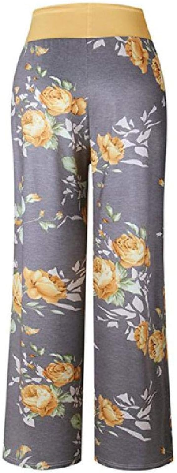 Women's Trousers Comfy Stretch Floral Print Drawstring Wide Leg Lounge