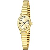 ADSBIAOYE Small Gold Watches for Women Arabic Numerals Easy to Read Ladies Analog Watch with Stainless Steel Expansion Band Water Resistant