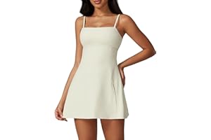 QBGJTD Womens Tennis Dress with Shorts Spaghetti Strap Backless Yoga Golf Dresses Side Slit A-line Exercise Workout Dress