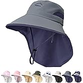 Kids Sun Hat UPF50+ Sun Protection Boys Bucket Hat Summer Girls Beach Hats with Neck Flap Adjustable Fishing Safari Hat