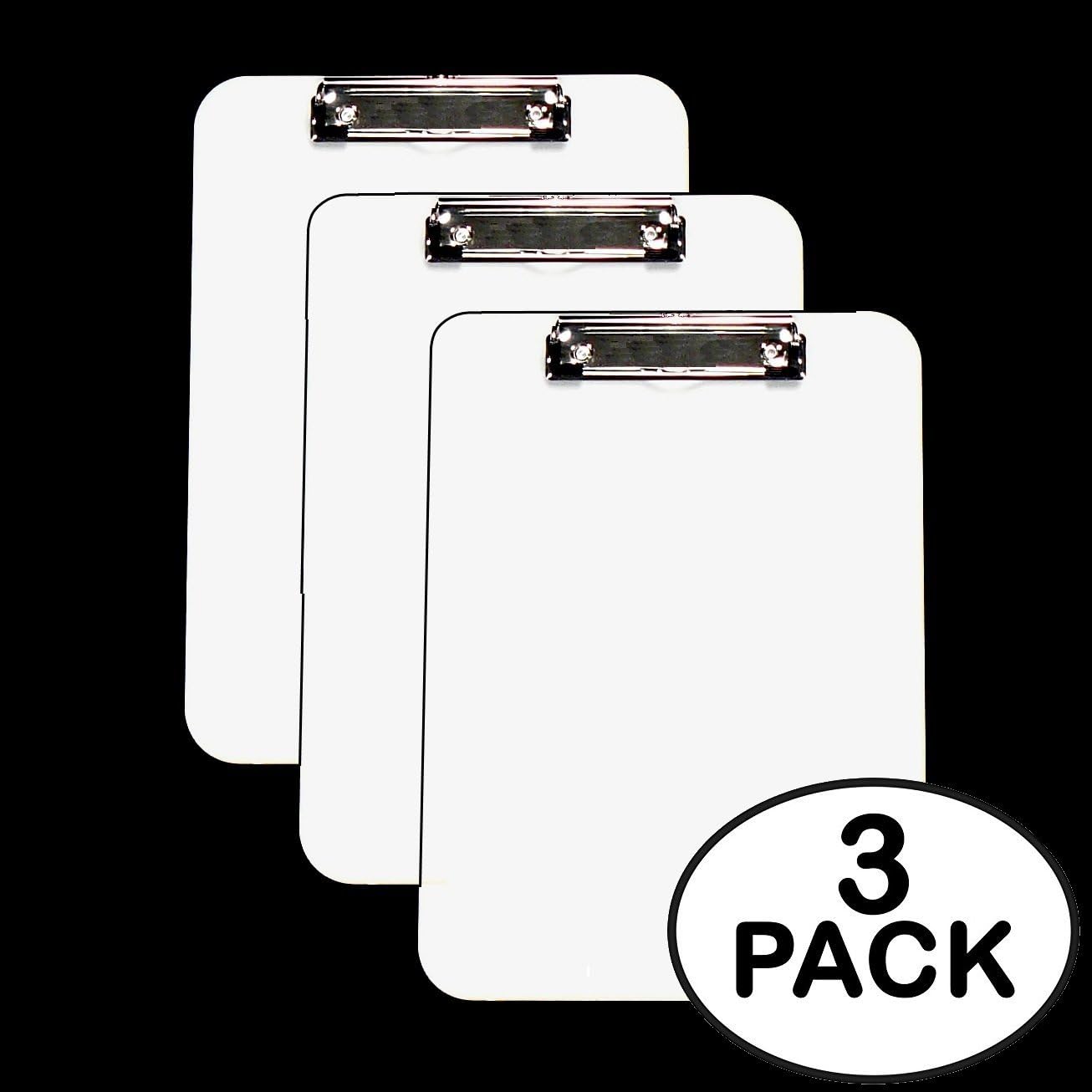 3 Clipboards โ White โ Flat Clip - 9 x 12.5 Inches โ 3 Units