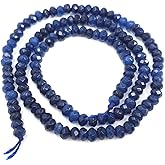 Adabele 27 Inch Natural Dark Sapphire Blue Quartz Healing Gemstone 4mm Small Faceted Rondelle Loose Beads Gem Stone Spacer (214-230pcs) for Jewelry Making GH1R-7