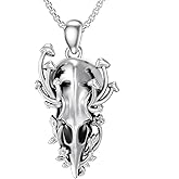 SOESON Raven Skull Necklace for Men Sterling Silver Viking Raven Necklace Pendant Gothic Jewelry Christmas Birthday Gifts