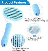 THE ONE Self-Cleaning Cat and Dog Slicker Brush with Massage Handle Blue view 6