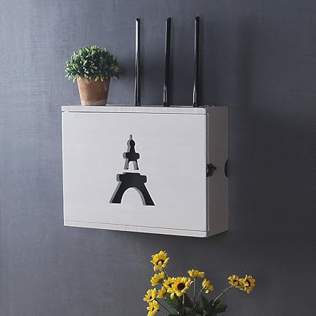 Weiß Wandhalterung Set-Top-Box Aufbewahrungsregal Multifunktionsdisplay