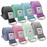 Node Fitness 8' Premium Woven Cotton Blend Yoga Strap with D-Ring Buckle for Stretching