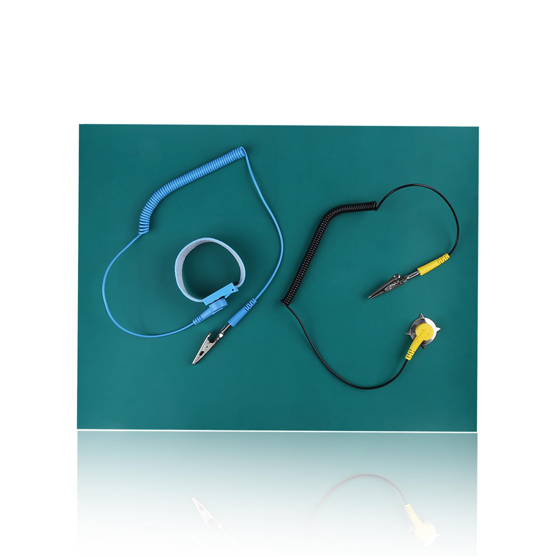 flexman Anti Static Mat, 106Ω 109Ω Ground Wire Mat Set, Lectrostatic Discharge Protection Anti Static Wrist Strap, Grounding Wire, Mat for Phone Repair