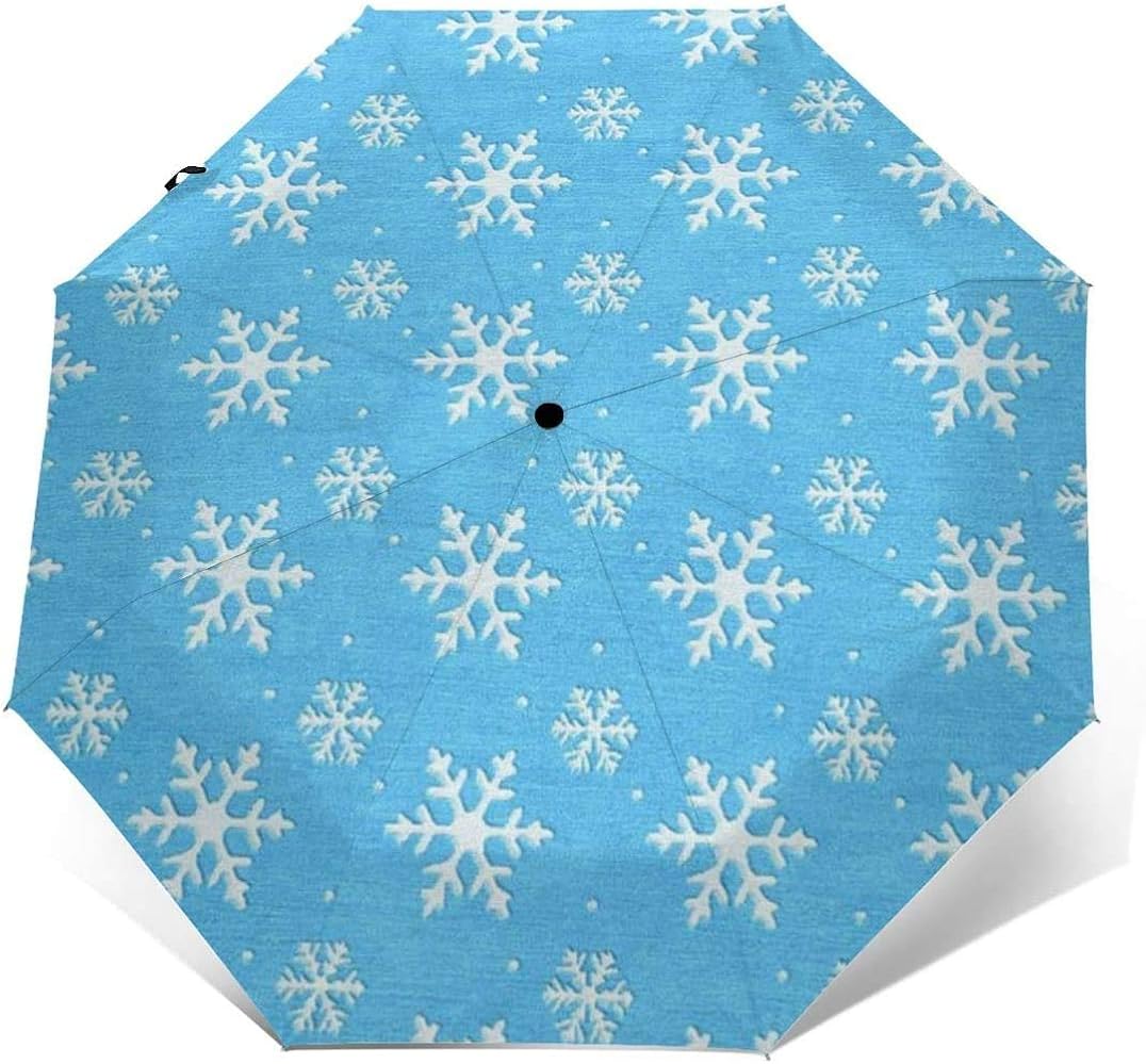 Blue Frozen Snowflake Travel Umbrella ?For Women MenUmbrellas
