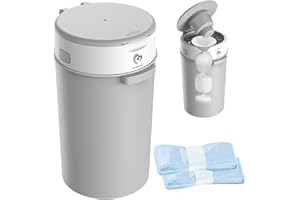 Bellababy Diaper Pail, Baby Diaper Bin with Double Odor Locking for Nursery, Compact Design, Includes 2 Refills (270 inches/p