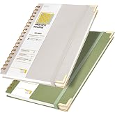 OWSC Lined Spiral Notebook, Hardcover 7.1 x 10 IN B5 Notebook, Grey Green | 2 Pack Hardcover Notebooks for work and School, 320 Pages, 110 GSM Paper Journal for Women and Men, B5 College Ruled Notebook
