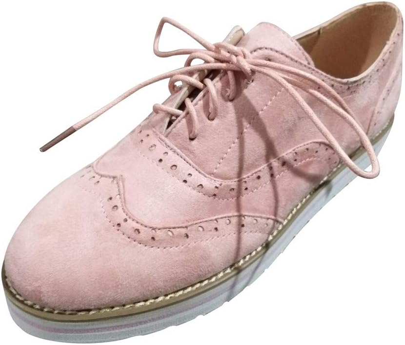 Nevera Women's Round Toe Oxfords Classic Lace up Low Heel Formal Oxford Shoes