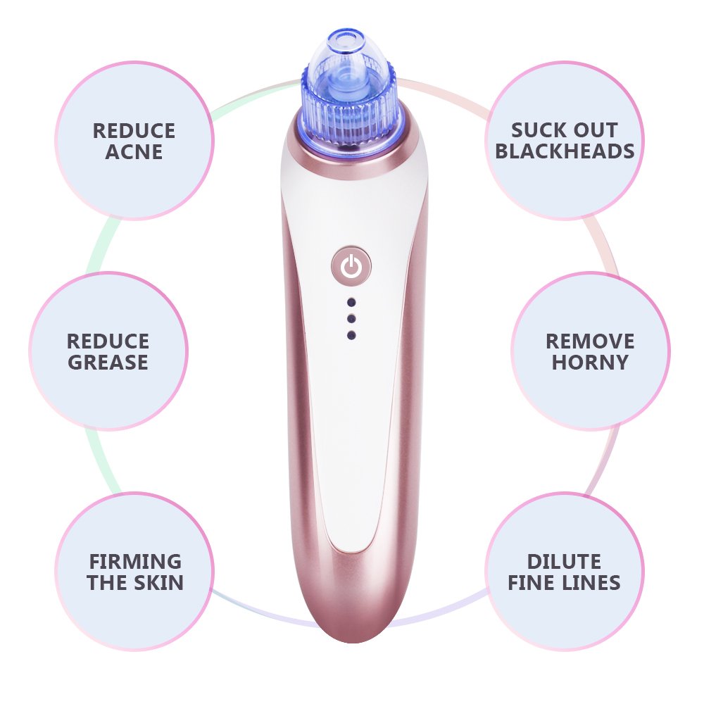 Blackhead Remover, MeanLove Electric Facial Pore Cleanser Blackhead Acne Suction Remover Vacuum Extraction Tool, 4 Intensity Levels with Led Indicator  (White+Silver)