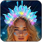 JAKAWIN Light Up Mermaid Headband Blue Glowing Headpiece Rave Costume Hair Accessories for Women